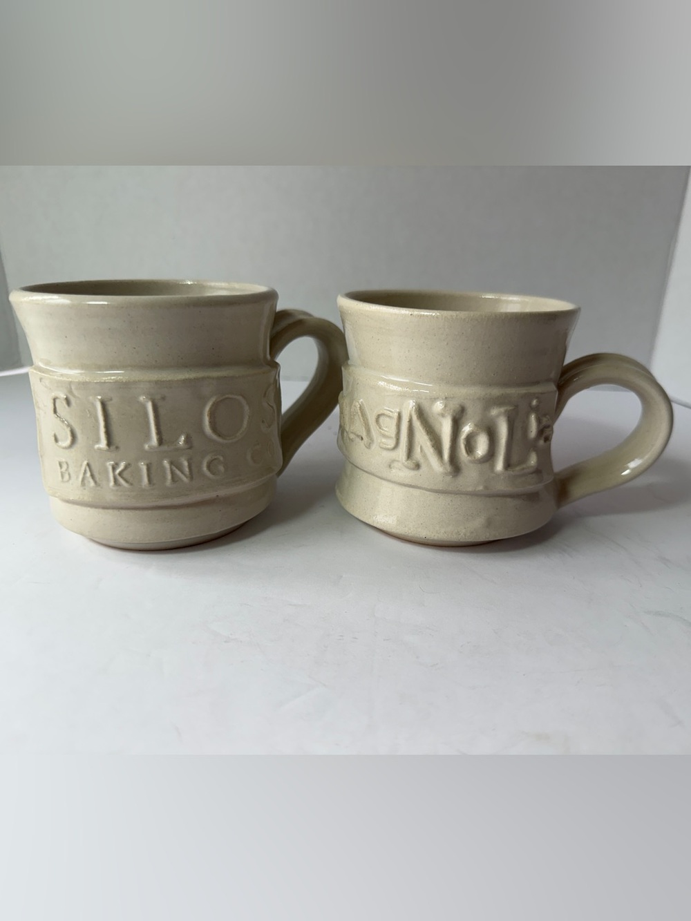 Magnolia and Silos  along Co. - Ceramic Pottery Mug Set - Neutral Glazed Pair